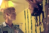 "The Pink House" residents Murray (Zack Ward) and Windy (Natane Boudreau) have a tete-a-tete.